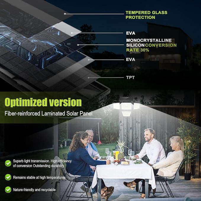 daphino 3000LM Solar Lights, Motion Sensor Outdoor Lights, 4-Head, 2 Pack | 270° Wide-Angle Street & Area Coverage, IP65 Waterproof Security Lighting, 3 Lighting Modes, Remote Control