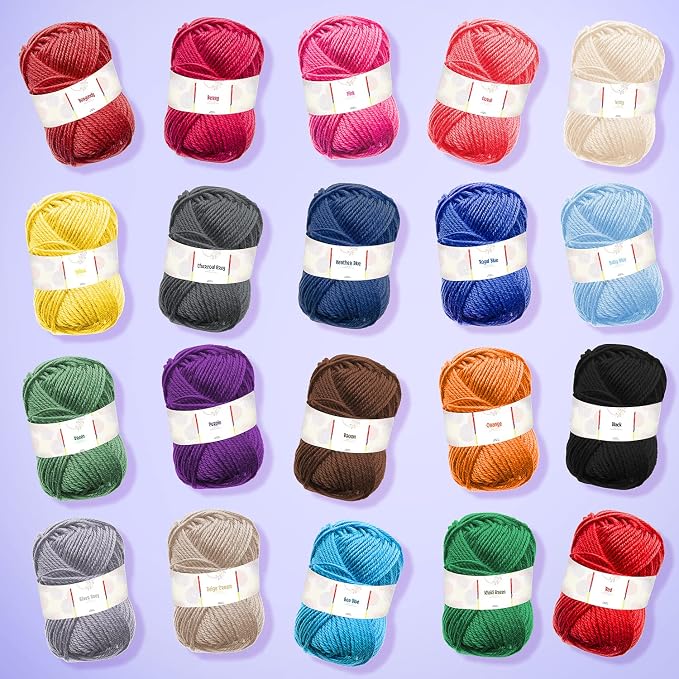 Hearth & Harbor Crochet Kit with 1100 Yards Assorted Yarn Kit, 9 Ergonomic Hooks, Crocheting Instruction, Knitting & Crochet Supplies - Beginner Crochet Kits for Adults, Ideal for Amigurumi