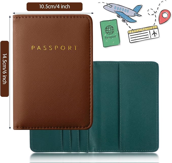 2 Pcs Passport Cover Holder for Travel Waterproof Leather Passport Wallet Case Book Travel Cruise Essentials for Women Men | 2 Pieces