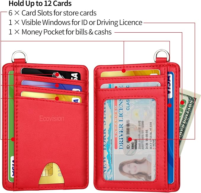 Slim Minimalist Front Pocket Wallet, RFID Blocking Credit Card Holder Wallet with Detachable D-Shackle for Men Women