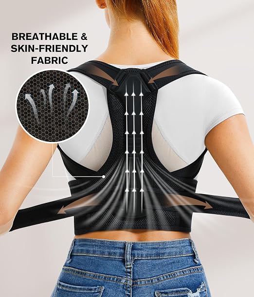 URSEXYLY Back Brace and Posture Corrector for Women and Men, Lightweight Shoulder Straightener Adjustable Full Back Support,Back Pain Relief Spine Corrector (Black, M/L)