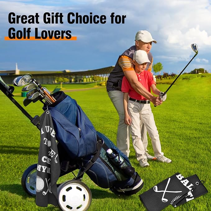 Golf Accessories Towel Gifts for Men Golfers, Stockig Stuffers for Men Him | Funny Microfiber Towel Cleaning Cloth with Clip for Bags Golf Balls & Clubs, Presents for Christmas Birthday Valentines Day