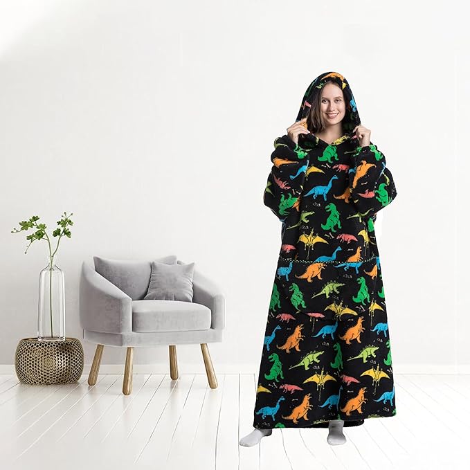 Blanket Hoodie, Long Hooded Blanket Sweatshirt as Birthday Gifts for Women Men, Long Wearable Blanket for Women Men.
