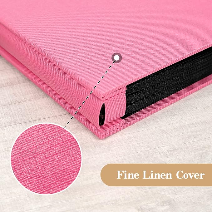 potricher Linen Hardcover Photo Album 4x6 600 Photos Large Capacity for Family Wedding Anniversary Baby Vacation (Pink, 600 Pockets)