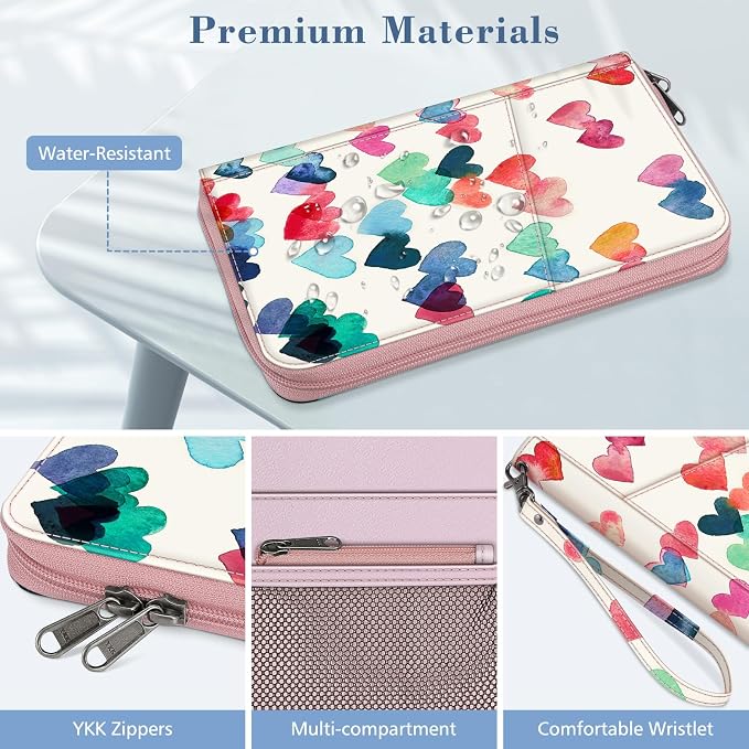 FINTIE Family Passport Holder Wallet Travel Document Organizer Clutch Bag | RFID Blocking Credit Cards Case Cover for Women Men