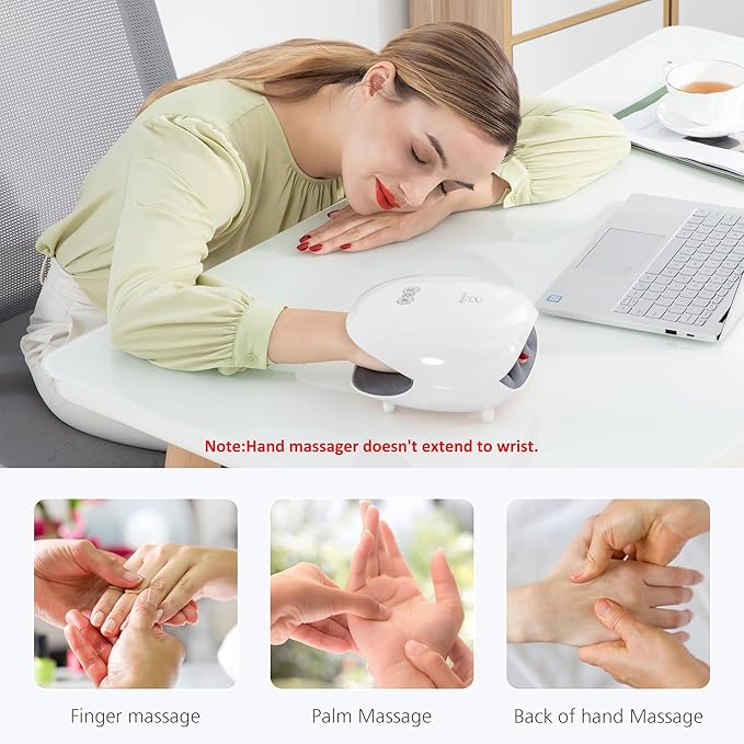 COMFIER FSA Wireless Hand Massager with Heat,3 Levels Compression & Heating,Rechargeable Hand Massager Machine for Carpal Tunnel,Christmas Gifts for Women,Men, HSA