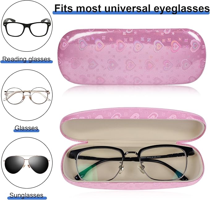 Joyberg Glasses Case, 2 Pack Eyeglass Case with Cleaning Cloth, Glasses Case Hard Shell Fits Most Glasses