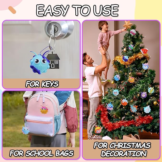 24 Pack Pop Fidget Toys Bulk 3D Stress Ball Toy, Party Favors for Birthday, Sensory Toys Bulk Squeeze Toys, Stress Relief, Easter Basket Stuffers, Classroom Prizes Stocking Stuffers for Adults Toddler