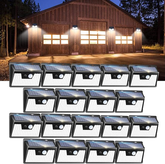 18 Pack/140 LED Solar Lights, Outdoor Waterproof, 3 Lighting Modes, Motion Sensor, Black