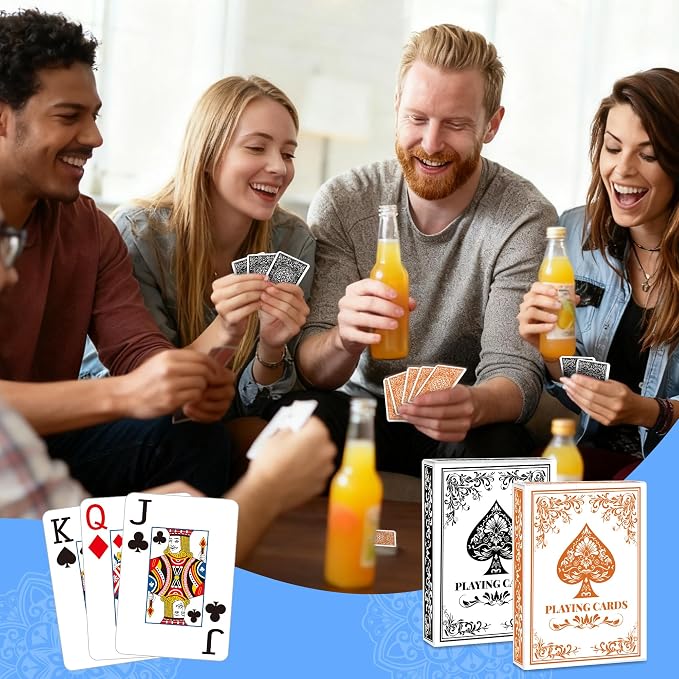 Playing Cards, Deck of Cards, Poker Cards, Jumbo Poker Size Large Print Playing Cards for Adults Seniors, Card Games for Family Game Night Table Games Magic Casino Theme Party (Black and Orange)