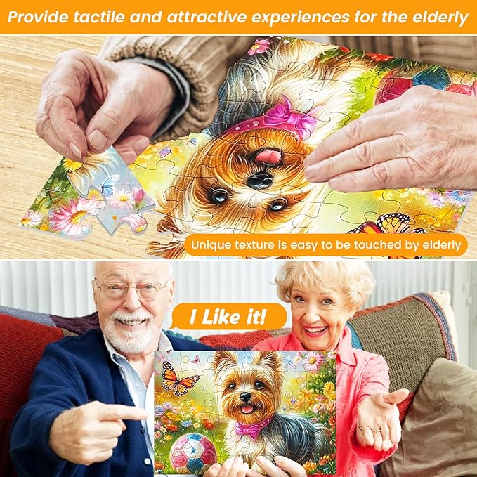 4 Pack 36 Large Piece Puzzles for Seniors Puzzle Dementia Alzheimer's Products Activities for Seniors Dog Cat Bird Fish Easy Jigsaw Puzzle Memory Games Gift for Elderly Adult with 4 Storage Bags