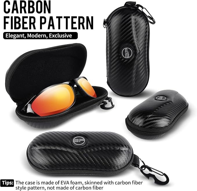 BLUPOND Sunglasses Case Semi Hard EVA Shell with Metal Hanging Hook Belt Clip Sun Glasses Storage
