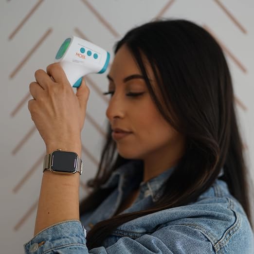 MOBI No Touch Forehead Thermometer for Baby, Kids & Adults, Fast 1-Second Digital Infrared Thermometer, Fever Indicator, Silent Mode, Touchless with Object & Room Mode