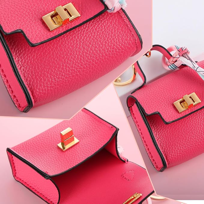 Liliaafar 10 Pcs Mini Backpack Keychain Mini Coin Purses for Women Cute PU Leather Makeup Bag with Keychain, Multi Pocket Card Holder Cable Organizer Giftable Zipper Pouch (2 Style)