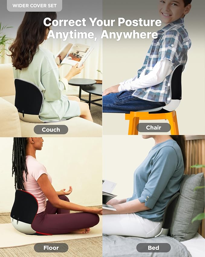 curble Wider – Ergonomic Desk Chair Seat Cushion, Everyday Passive Posture Trainer for Work from Home, Office & Car, Breathable Lumbar Support (Red)