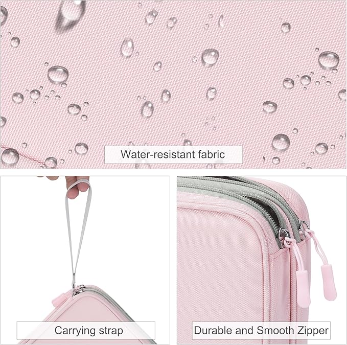 FYY Electronic Organizer, Extra Large Travel Cable Organizer Bag Pouch Portable Waterproof Double Layers All-in-One Storage Bag for iPad, Cable, Power Bank, Laptop Charger for Office/Home, Light Pink