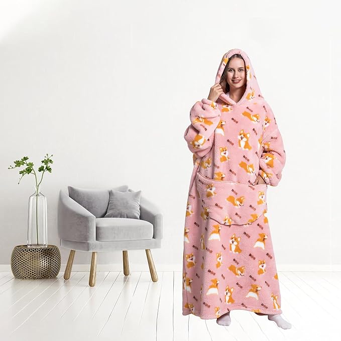 Blanket Hoodie, Long Hooded Blanket Sweatshirt as Birthday Gifts for Women Men, Long Wearable Blanket for Women Men.