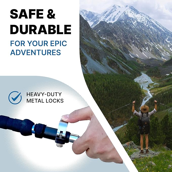 SOLA Trekking Poles Lightweight Collapsible Hiking Poles - 7075 Aluminum Alloy with Anti-Sweat Cork Grips Great for Nordic Walking, Hiking and Camping for Men Women Seniors - 2pcs per Set