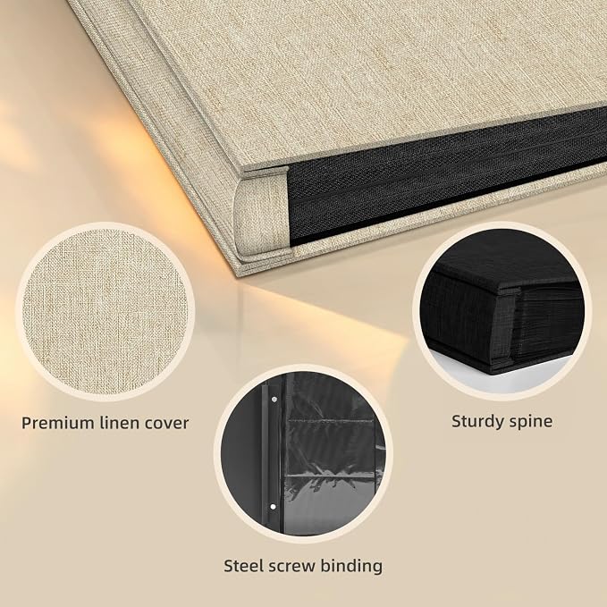 Popotop Photo Album 4x6 1000 Pockets for Wedding Gifts,Linen Hardcover Picture Albums for Family Anniversary Baby Vacation Pictures