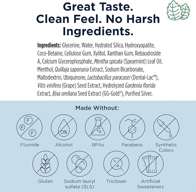 Designs for Health PerioBiotic Silver Hydroxyapatite Toothpaste - Fluoride Free Toothpaste with Oral Probiotics with Whitening Hydroxyapatite - Supports Gum Health & Remineralization (3 Pack, 4oz)