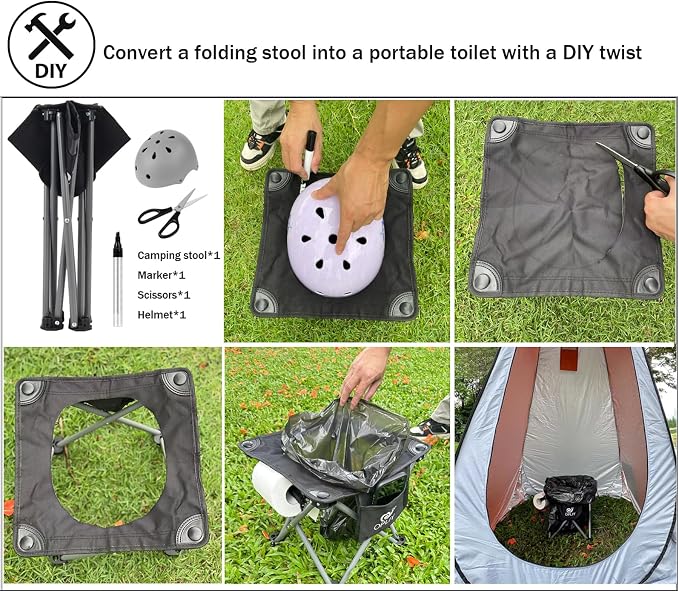Camping Stool 2 Pack,13 Inch Portable Folding Stool for Outdoor Gardening and Beach Hiking Fishing,Foot Stool with Carry Bag (Black)