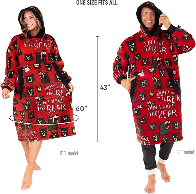 LazyOne Oversized Blanket Hoodie, Oversized Hoodies for Women and Men, One Size Fits All Wearable Blankets