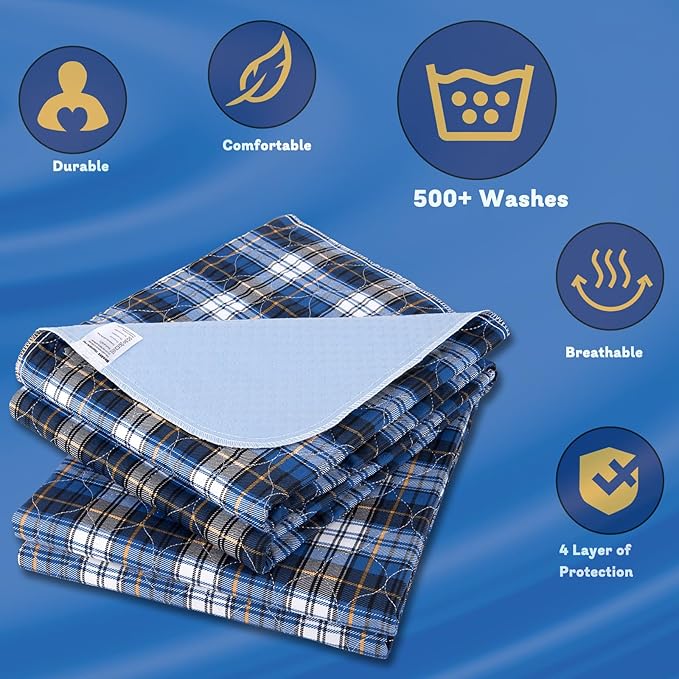 Non-Slip Bed Pads for Incontinence Washable (28" x 36"|2 Pack),Waterproof Bed Pads,Adult Washable Incontinence Bed Pads for Adults,Dog,Kids