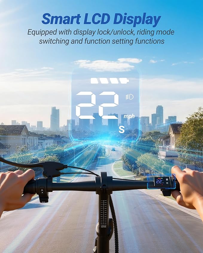 Maxshot Electric Scooter, 8.5" /10" /14" Tire, 16/19/22 Mph Top Speed, 12/16/21/27/28/49/50 Miles Long Range, Folding Escooter for Adults and Kids with Seat Bag, Dual Braking, Dual Suspension, App