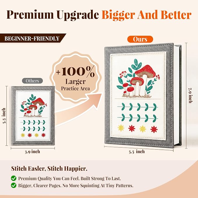 CYANFOUR 2026 New Embroidery Stitch Book Kit for Adults Beginners, Cross Stitch Kit with Step-by-Step Guide and Video, Threads and Needles, Portable Crafts Gift for Adults