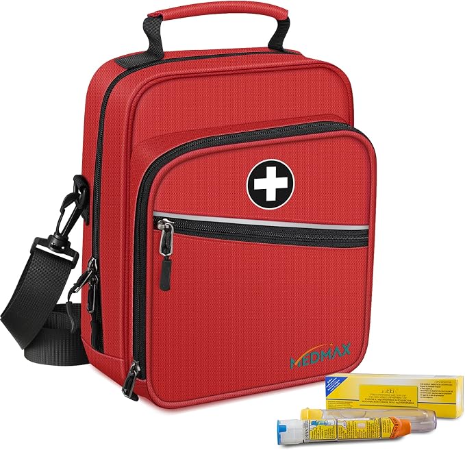 MEDMAX Insulin Cooler EpiPen Carrying Case Insulated with Shoulder Strap | Travel Medication Diabetes Supplies Organizer Bag for Asthma Inhaler, Auvi-Q, Allergy Medicine Essentials