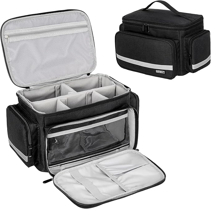 LEFOR·Z Small Medical Bag,First Aid Bag Empty,Home Health Nurse Storage,Pill Bottle Organizer Box,Emergency Medical Supplies Tote with Detachable Divider for Home,Travel(11.75 x 7.6 x 8 inch)