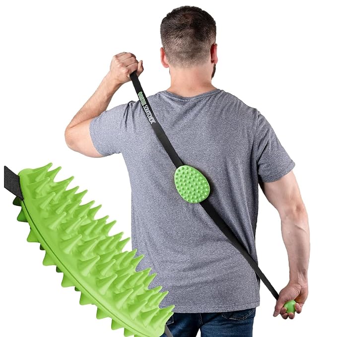Original Back Scratcher - 2-Sided Back Scratching Tool for Hard-to-Reach Area, Durable 45" Strap with Ball Handles for Towel Like Operation, Universal Gifts for Men and Women, Green