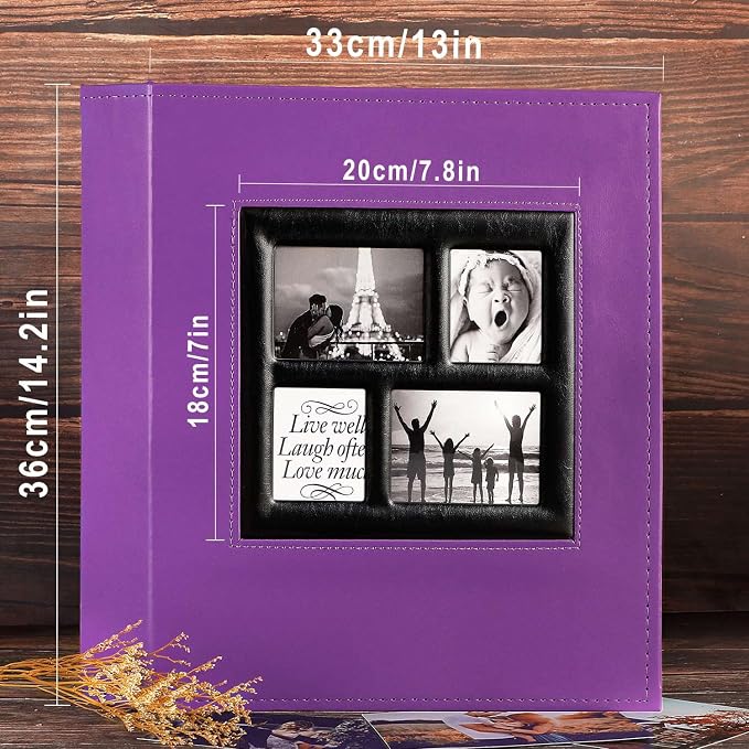 Ywlake Photo Album 4x6 500 Pockets Photos, Extra Large Capacity Family Wedding Picture Albums Holds 500 Horizontal and Vertical Photos Purple