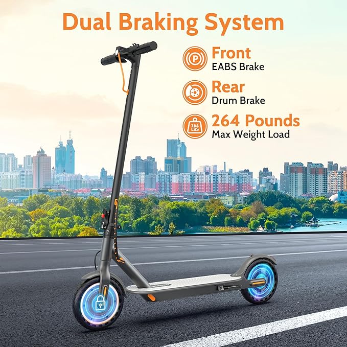 Maxshot Electric Scooter, 8.5" /10" /14" Tire, 16/19/22 Mph Top Speed, 12/16/21/27/28/49/50 Miles Long Range, Folding Escooter for Adults and Kids with Seat Bag, Dual Braking, Dual Suspension, App