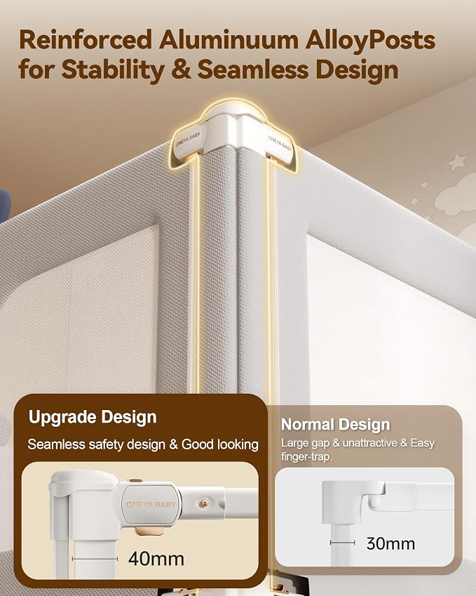 60” Baby Bed Rail Guard for Toddlers, Thickened Toddler Bed Rails for Queen | Height Adjustable, Extral Tall Child Safety Side Railing Guards/Bedrail for Kids,Grey Bear, 1 Side 60" Lx28 H