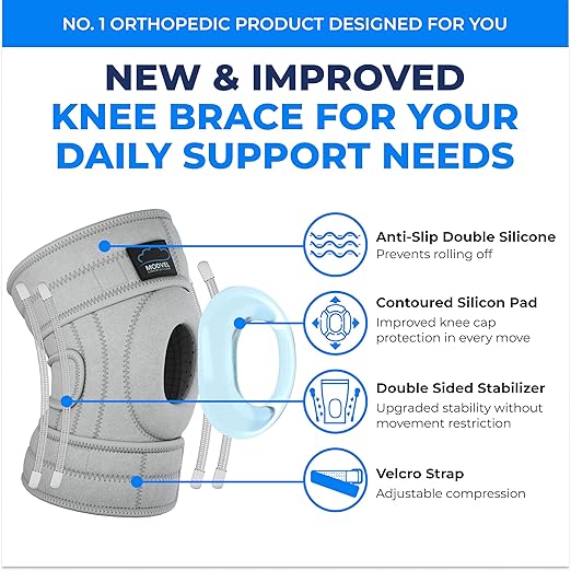 Modvel ELITE Knee Brace for Men & Women – Patella Gel Pads & Side Stabilizers for ACL, Meniscus Tear, Arthritis & Injury Recovery – Maximum Support for Running, Sports & Joint Pain Relief