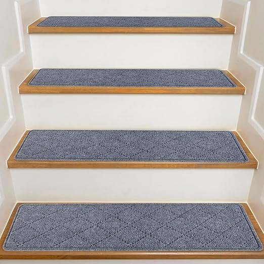 Stair Treads for Wooden Steps, 15 Pack 9" X 30" Non Slip Carpet Stair Treads Indoor with Reusable Adhesive for Elders and Dogs, Pet Friendly Polyester TPR Backing Stair Runner