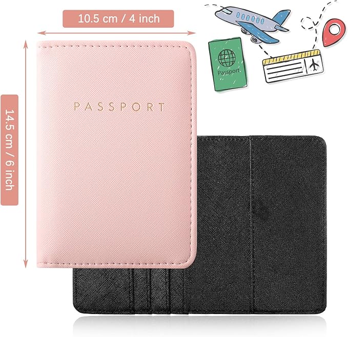 2 Pcs Passport Cover Holder for Travel Waterproof Leather Passport Wallet Case Book Travel Cruise Essentials for Women Men | 2 Pieces