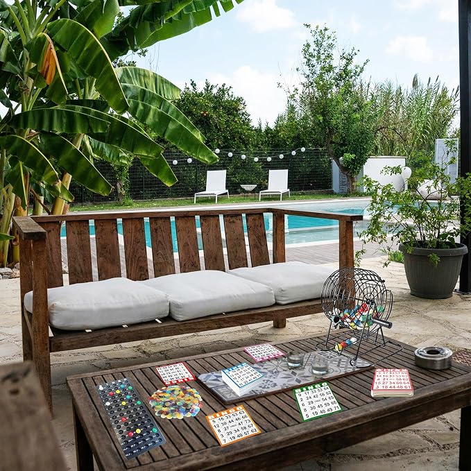 SEETOOOGAMES Deluxe Bingo Game Set - Metal Cage, 50 Bingo Cards, 500 Paper Sheets, 500 Chips, 75 Balls, Plastic Master Board - Great for Large Groups, Family Games Nights Parties (Classic Cage)