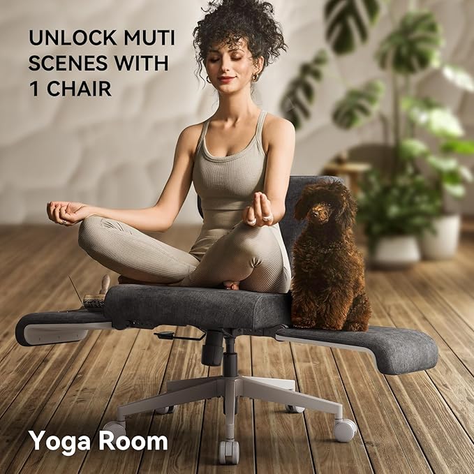Newtral Freedom-X Criss Cross Chair with Wheels & Amrests- Cross Legged Office Chair with Laptop Tray, Multi-Position Recliner Chair, Adjustable Ergonomic Chair, Relax, Work from Home
