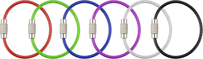 Wisdompro Wire Keychain Cable, 4.3/6.3 Inch Stainless Steel Wire Keyrings | Heavy Duty Wire Key Rings Metal Wire Cable Key Chain Loop for Luggage Tags, Keys, Crafts and ID Tags