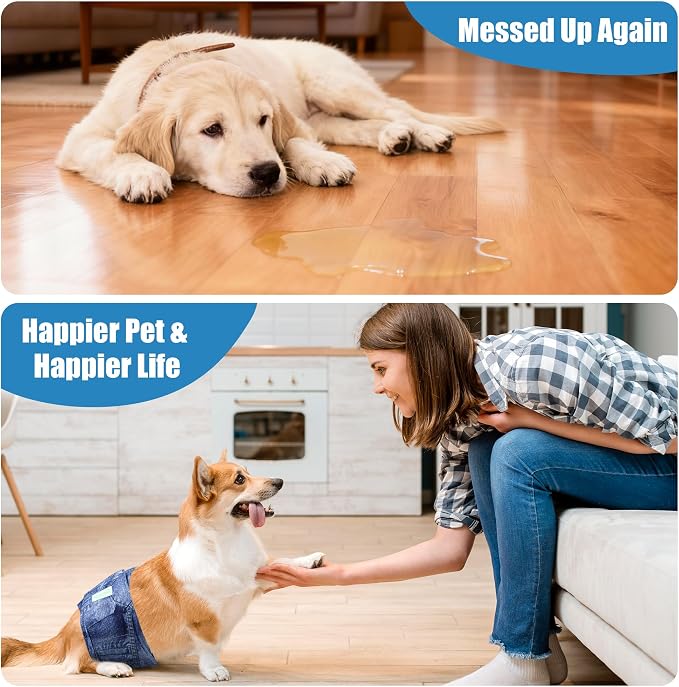 Wegreeco Jeans Washable Dog Diaper Male (Pack of 3) - Washable Male Dog Belly Wrap (Small)