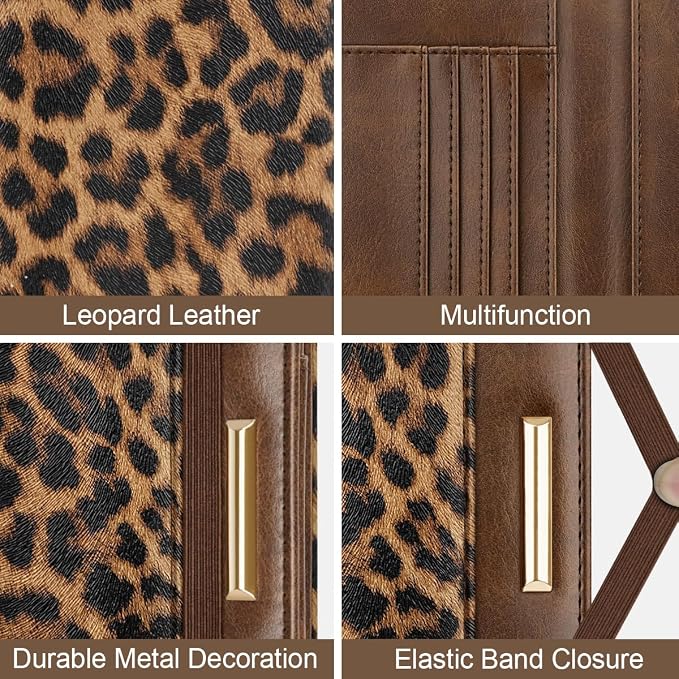 Coco Rossi Passport Holder for Travel Women Slim RFID Passport Cover Wallet | Travel Essentials, Passport Book Holders, Passport Cover Case, Cheetah Print Texture, Cute, Thin, Spliced Design, Leopard