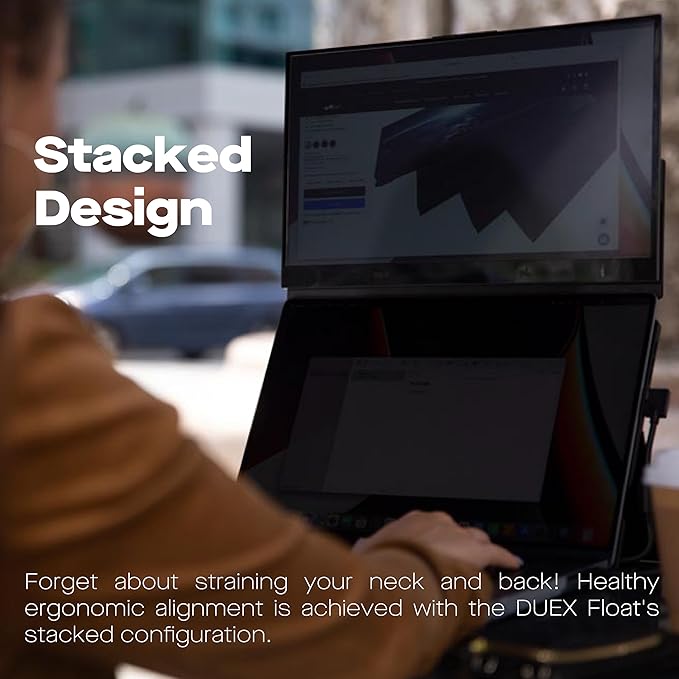 Duex Float Mobile Pixels 15.6" Stacked Portable Screens, Full HD IPS 1080P Touchscreen Monitor with Built-in Kickstand, USB Type-C/HDMI Plug and Play, Support Windows/Mac/Android/ChromeOS/Switch