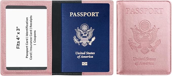 Ciana Passport Holder for Travel, RFID Passport Wallet, Leather Passport Cover & Card Holder for Men & Women, Slim Travel Wallet, Passport Case (Rose Gold)