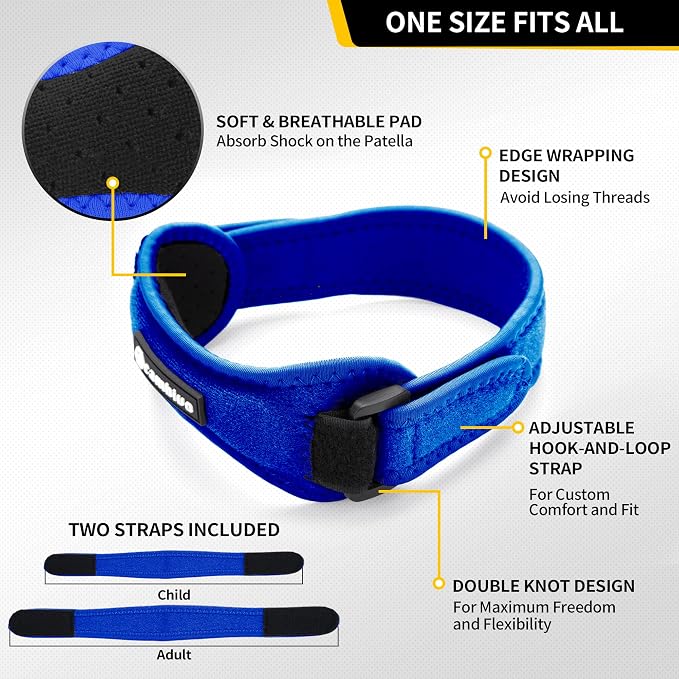 CAMBIVO 2 Pack Patella Tendon Knee Straps, Knee Brace for Women & Men with Extra Straps, Patella Bands for Pain Relief, Osgood Schlatter, Jumper’s Knee, Tendonitis, Running, Basketball, Volleyball
