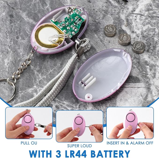 Kanayu 4 Pcs Personal Alarm Bulk 130DB Safe Sound Emergency Safety Self Defense Security Alert Keychain with Led Light Personal Protection Alarm for Women Girls Kids Elderly (Colorful Color)
