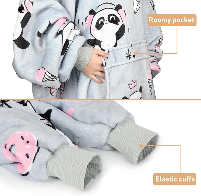 Catalonia Oversized Blanket Hoodie Sweatshirt, Wearable Sherpa Lounging Pullover for Adults Women Men