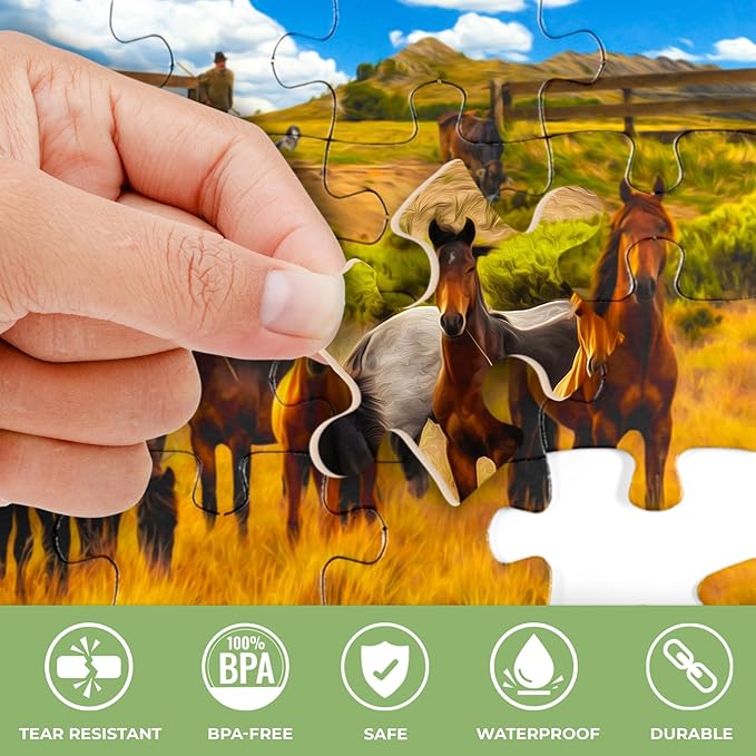QUOKKA 100 Piece Dementia Activities for Adults - 3 Set Dementia Puzzles for Elderly - Large Piece Gifts Products for Seniors - Alzheimers Jigsaw Puzzle Games for Adults with Horses, Dogs and Cars