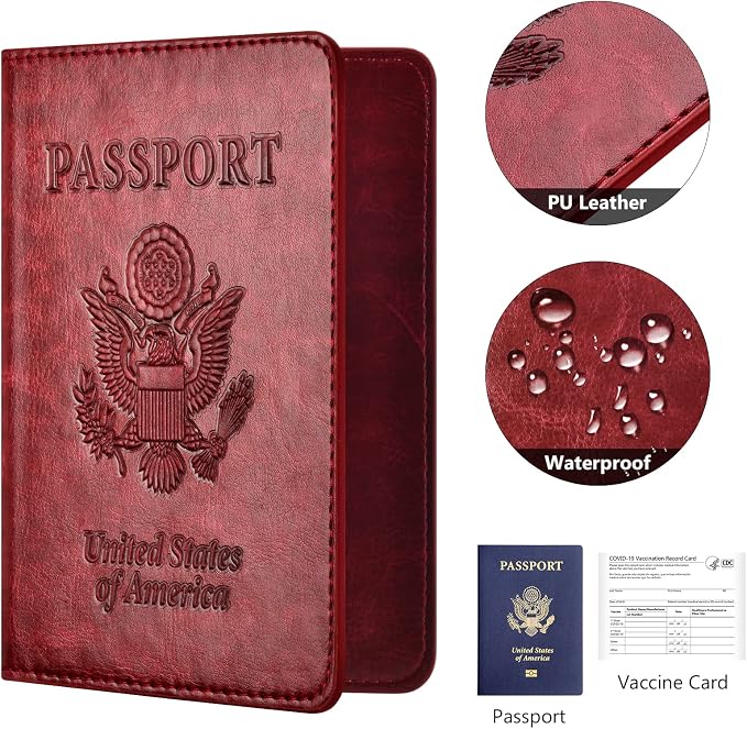 Eoehro Passport Holder for Travel Essentials-2Pack, Passport Wallet Cover Case for Travel Must Haves Accessories,Passport Book Holders for Women and Men